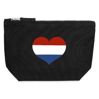 Cœur du drapeau des Pays-Bas - Pochette zippée en toile 12 x 13 cm - noir - Devant