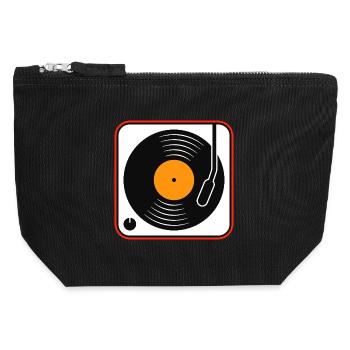 Retro-Vinyl-Album auf dem Plattenspieler - Canvas Reißverschluss-Täschchen (12 x 13 cm) - Schwarz - Vorne