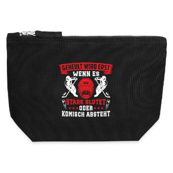Hockey sur glace - Pochette zippée en toile 12 x 13 cm - noir - Devant