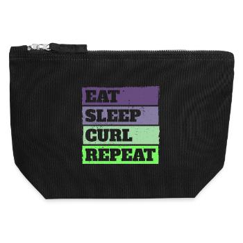 Eat Sleep Curl Repeat Retro Vintage Sport Look - Canvas Reißverschluss-Täschchen (12 x 13 cm) - Schwarz - Vorne