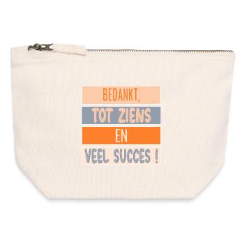 Merci - Bonne chance - Pochette zippée en toile 12 x 13 cm - blanc naturel - Devant