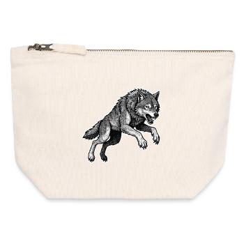 Wild Wolf Race Maskottchen Alpha Wolf - Canvas Reißverschluss-Täschchen (12 x 13 cm) - Naturweiß - Vorne
