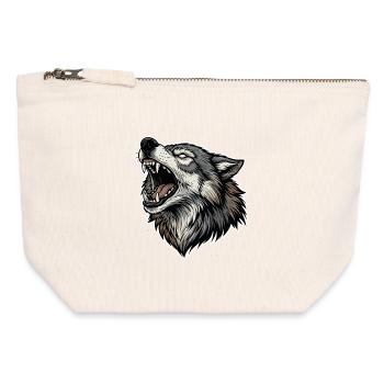 Wild Wolf Heulend Alpha Wolf Maskottchen - Canvas Reißverschluss-Täschchen (12 x 13 cm) - Naturweiß - Vorne