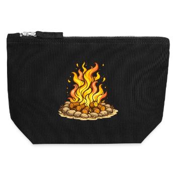 Wohlige Lagerfeuerflammen Illustration - Canvas Reißverschluss-Täschchen (12 x 13 cm) - Schwarz - Vorne