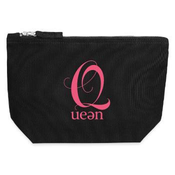 Q Königin Schriftzug Pink - Canvas Reißverschluss-Täschchen (12 x 13 cm) - Schwarz - Vorne