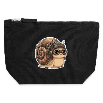Escargot Aviateur Steampunk Coquille Cuivre - Pochette zippée en toile 12 x 13 cm - noir - Devant