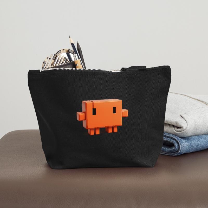 Claude Code Pixel 3D Maskottchen süßer Dev-Aufkleber Canvas Reißverschluss-Täschchen (12 x 13 cm)