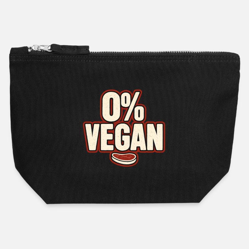 0% Vegan – Retro Statement - Canvas Zip Pouch 12 x 13 cm - black