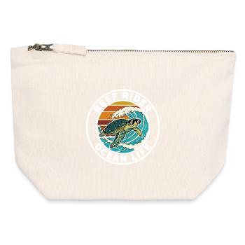 Surf Reef Rider Ozeanlebens-Schildkröte - Canvas Reißverschluss-Täschchen (12 x 13 cm) - Naturweiß - Vorne