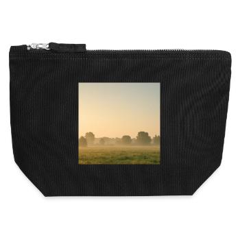 Morgennebel über goldener Wiese - Canvas Reißverschluss-Täschchen (12 x 13 cm) - Schwarz - Vorne