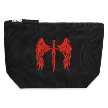 épée ailée rouge - Pochette zippée en toile 12 x 13 cm - noir - Devant