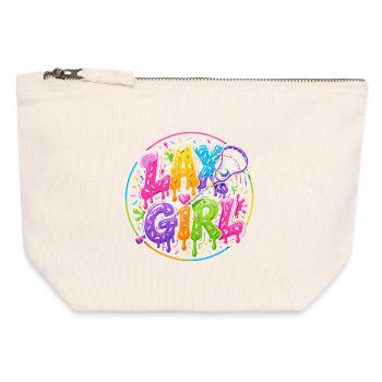 Lax Girl: Neon Style Lacrosse - Canvas Zip Pouch 12 x 13 cm - nature - Front