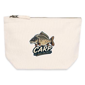 Carp Eat Sleep Fish Repeat – Mirror Carp Design - Canvas Zip Pouch 12 x 13 cm - nature - Front