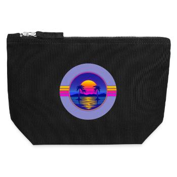 Sunset Neon Palms Circle - Pochette zippée en toile 12 x 13 cm - noir - Devant