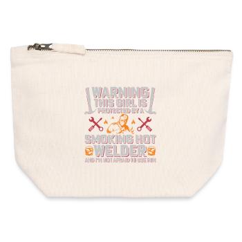 Warning Welder Protects His Girl - Canvas Zip Pouch 12 x 13 cm - nature - Front
