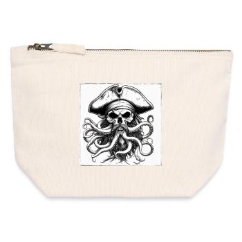 Piratenschädel und Oktopus-Tinte - Canvas Reißverschluss-Täschchen (12 x 13 cm) - Naturweiß - Vorne