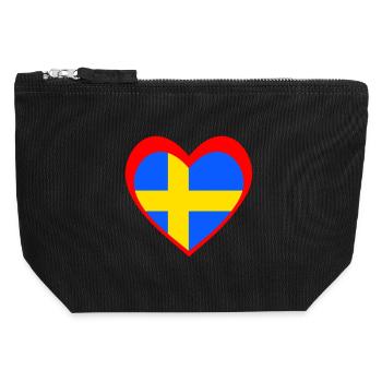 Sverige Hjärta – Kärlek till Sverige - Canvas Zip Pouch 12 x 13 cm - black - Front
