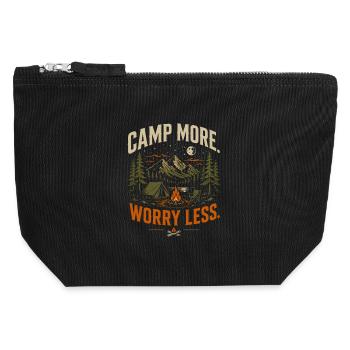 Camping more, worries less - Canvas Zip Pouch 12 x 13 cm - black - Front