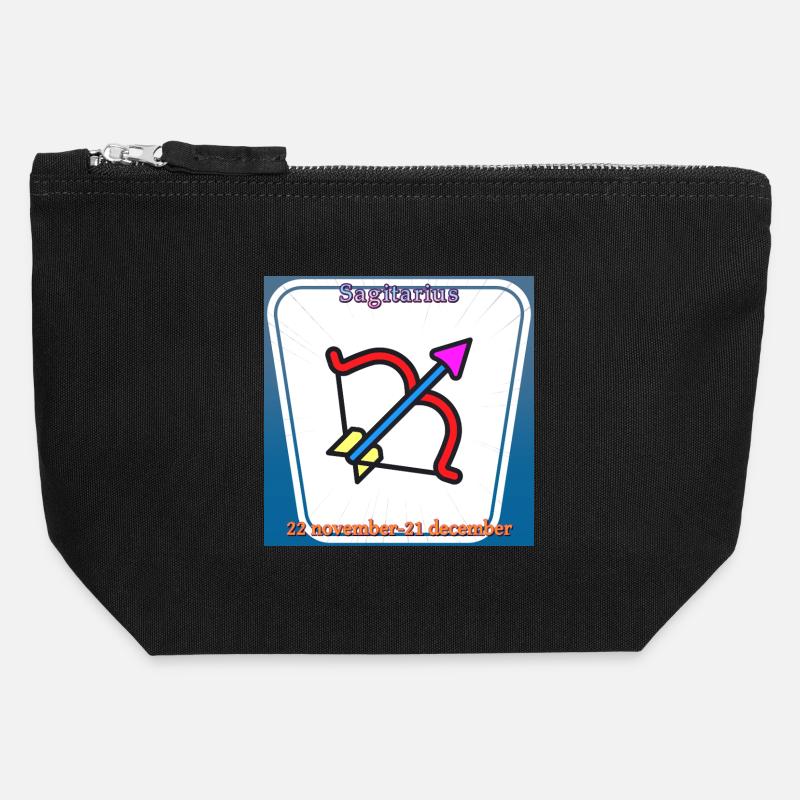 Sagittaire - Pochette zippée en toile 12 x 13 cm - noir