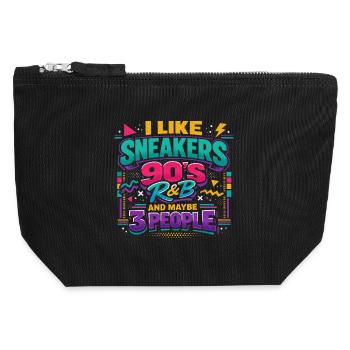 Style Années 90 : Sneakers, R&B et Humour - Pochette zippée en toile 12 x 13 cm - noir - Devant