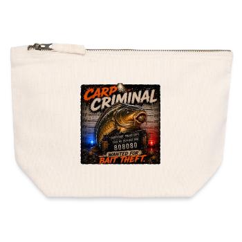 Carp Fishing Criminal Wanted For Bait Theft  - Canvas Zip Pouch 12 x 13 cm - nature - Front