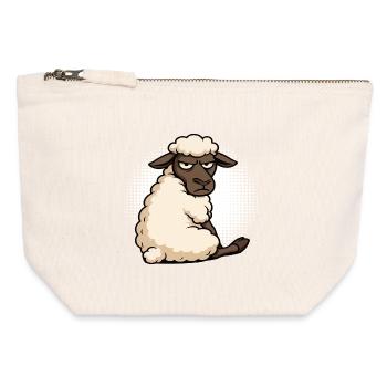 Moutons, moutons, bergers, bergers, bélier, béliers - Pochette zippée en toile 12 x 13 cm - blanc naturel - Devant