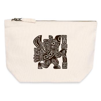 Azteken Adler Krieger Stammes-Uraltes Totem - Canvas Reißverschluss-Täschchen (12 x 13 cm) - Naturweiß - Vorne