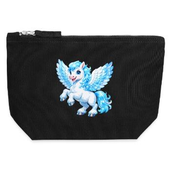 Flying Pegasus horse - Canvas Zip Pouch 12 x 13 cm - black - Front