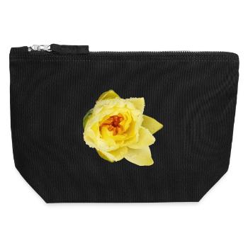 Yellow_Water_Lily_Flower_Close_Up - Canvas Zip Pouch 12 x 13 cm - black - Front