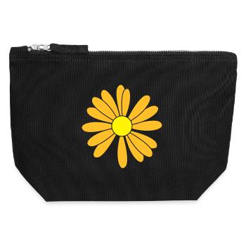 Patch de fleurs - Pochette zippée en toile 12 x 13 cm - noir - Devant