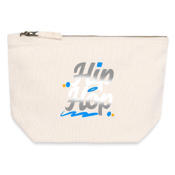 Hip hop - Pochette zippée en toile 12 x 13 cm - blanc naturel - Devant