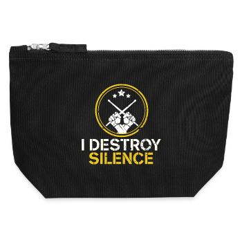 Drums Drummer Drumsticks Percussion - Canvas Zip Pouch 12 x 13 cm - black - Front
