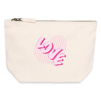 Love Neon Pink Heart Font - Canvas Zip Pouch 12 x 13 cm - nature - Front
