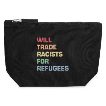 Will Trade Racists for Refugees - Canvas Zip Pouch 12 x 13 cm - black - Front
