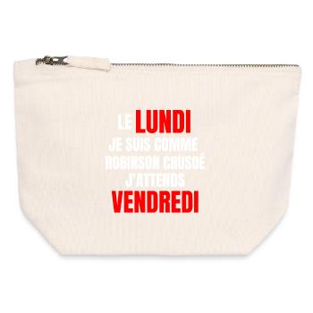 travail, travail humour - Pochette zippée en toile 12 x 13 cm - blanc naturel - Devant