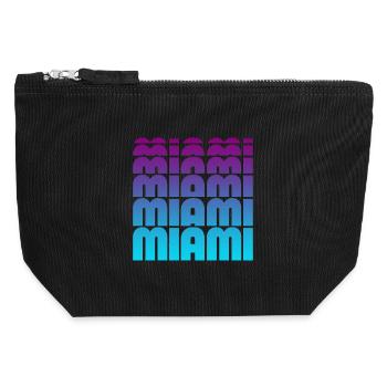 Miami Gradient Grid - Canvas Reißverschluss-Täschchen (12 x 13 cm) - Schwarz - Vorne