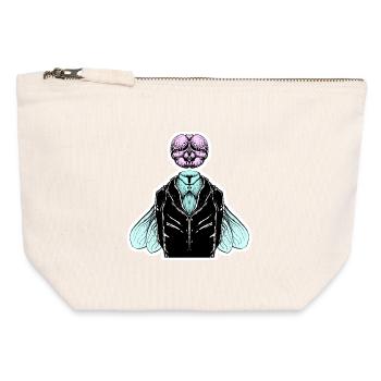Vol de smoking - Pochette zippée en toile 12 x 13 cm - blanc naturel - Devant