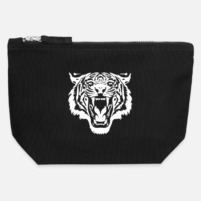 Tigerkopf - Canvas Reißverschluss-Täschchen (12 x 13 cm) - Schwarz