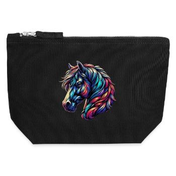 Horse - Canvas Zip Pouch 12 x 13 cm - black - Front