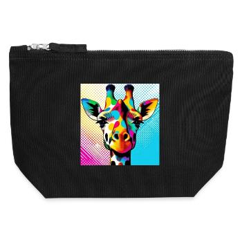 Girafe Pop Art - Pochette zippée en toile 12 x 13 cm - noir - Devant