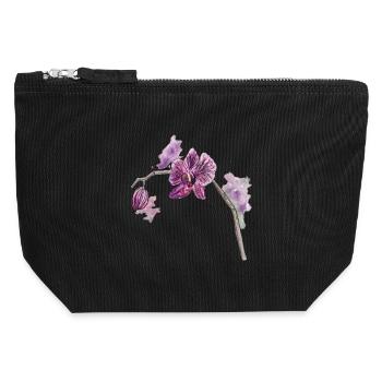Orchidee - Pflanze - Blume - Canvas Reißverschluss-Täschchen (12 x 13 cm) - Schwarz - Vorne