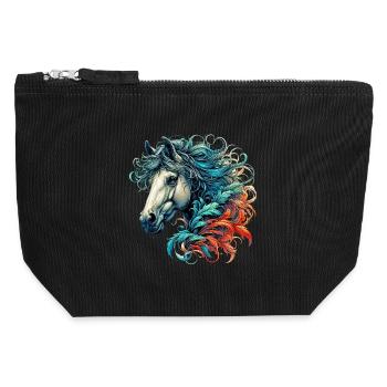 Horse - Canvas Zip Pouch 12 x 13 cm - black - Front