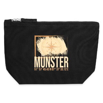 Münster Koordinaten - Canvas Reißverschluss-Täschchen (12 x 13 cm) - Schwarz - Vorne
