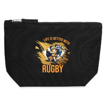 Life is better with Rugby - Canvas Reißverschluss-Täschchen (12 x 13 cm) - Schwarz - Vorne