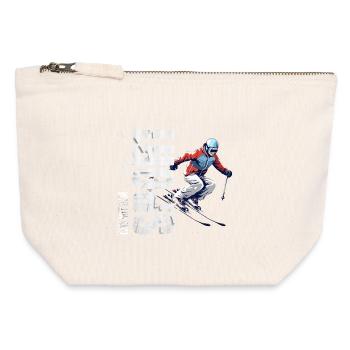 Eins mit dem Sport - Skifahren - Canvas Reißverschluss-Täschchen (12 x 13 cm) - Naturweiß - Vorne