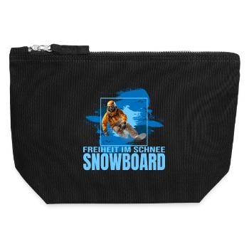 Freiheit im Schnee - Snowboard - Canvas Reißverschluss-Täschchen (12 x 13 cm) - Schwarz - Vorne