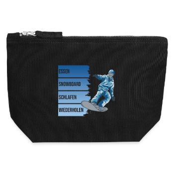 Essen - Snowboard - Schlafen - Wiederholen - Canvas Reißverschluss-Täschchen (12 x 13 cm) - Schwarz - Vorne