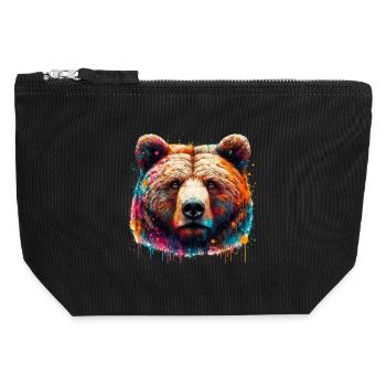 Bear - Canvas Zip Pouch 12 x 13 cm - black - Front