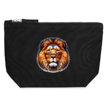 Lion - Canvas Zip Pouch 12 x 13 cm - black - Front