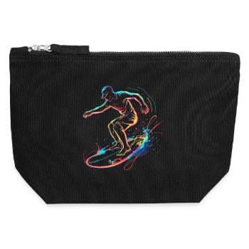 Surfeur Garçon Retrowave - Pochette zippée en toile 12 x 13 cm - noir - Devant